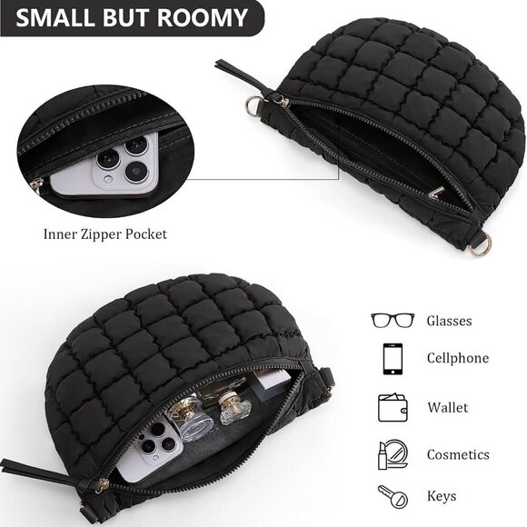 Quilted Nylon Crossbody Bag Womens Puffer Sling Purse Small Roomy Stylish - Picture 3 of 6